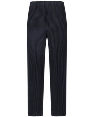 Homme Plissé Issey Miyake Pleated Button Closure Straight-Leg Trousers - Blue