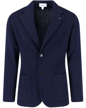 Lardini Single-Breasted Virgin Wool Blazer - Blue