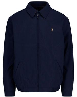 Polo Ralph Lauren Structured Front Button Jacket With Pointed Collar - Blue