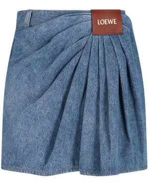 Loewe Gonna Mini In Denim - Blu