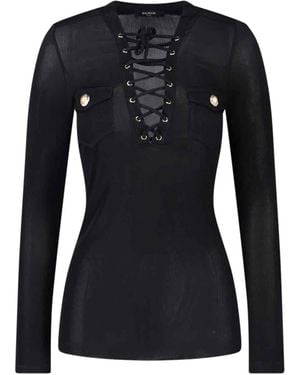 Balmain Lace-Up Top - Black