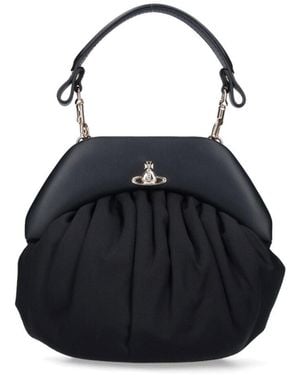 Vivienne Westwood Ruched Top Handle Bag - Black