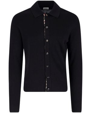 Burberry Long-Sleeve Button-Front Knit Cardigan - Blue