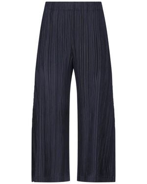 Pleats Please Issey Miyake Wide Pleated Trousers - Blue