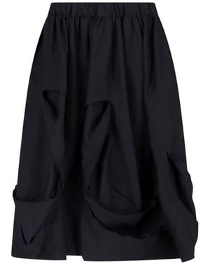 Cdg/cdg Gathered Midi Skirt - Black