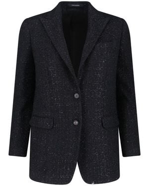 Tagliatore Tailored Jacket With Notched Lapel And Textured Fabric - Black
