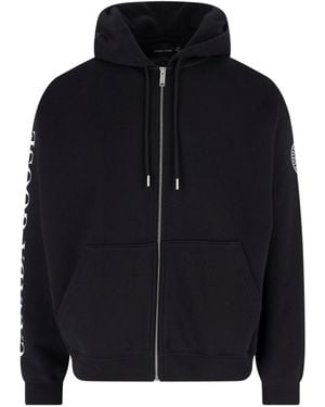 Canada Goose Cropped Zip-Up Cotton Logo Hoodie - Blue