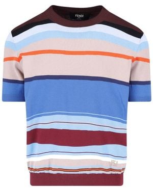 Fendi Striped Cotton Jumper - Blue