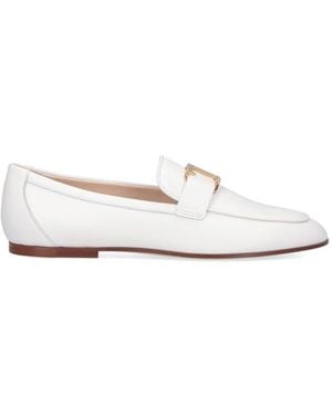 Tod's Tods Flat Shoes Outer Material: Calf Leather - White