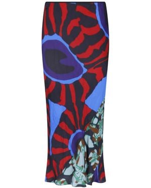 Dries Van Noten Printed Midi Skirt - Blue