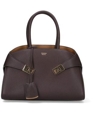 Ferragamo Borsa Media "Hug" - Marrone