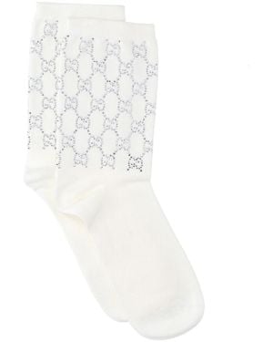 Gucci "Gg Supreme" Glitter Socks - White