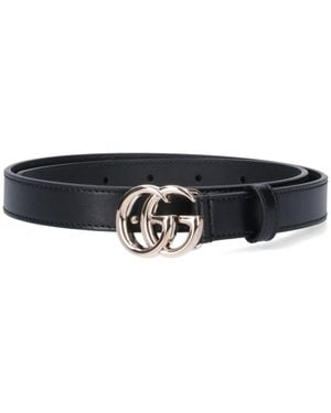 Gucci Gg Marmont Thin Belt - Black