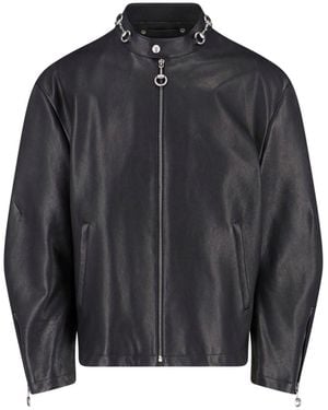 Gucci 'Horsebit' Leather Jacket - Grey