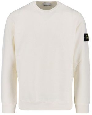 Stone Island Logo Crewneck Sweatshirt - White