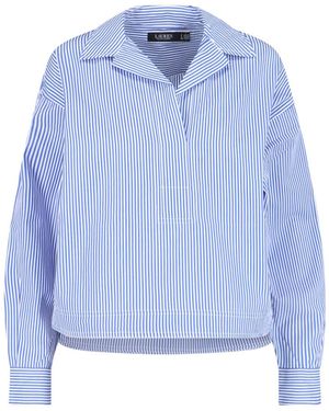 Ralph Lauren Asymmetric Collar Stripe Cotton Shirt - Blue