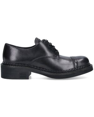 Miu Miu Leather Derby Shoes - Black
