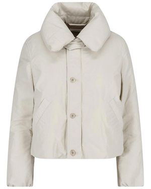 Lemaire Neutral High Padded Collar Cropped Jacket - White