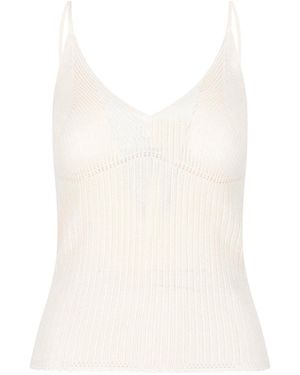 Isabel Marant Silk-Cotton Ribbed Tank Top - White