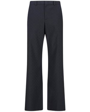 Gucci Wool Trousers "Gg" - Blue