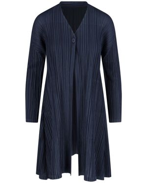 Pleats Please Issey Miyake Cardigan Plissettato "Mellow" - Blu