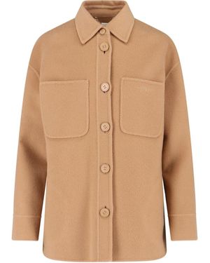 Fendi Giacca Camicia In Cashmere - Neutro