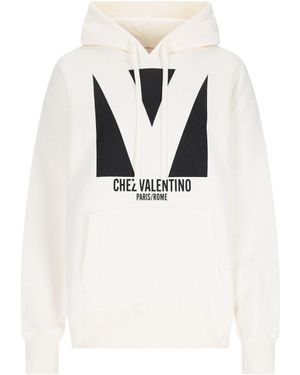 Valentino Felpa Cappuccio "Chez" - Bianco