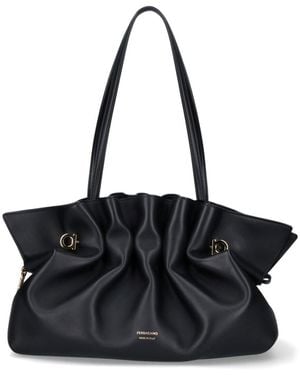 Ferragamo Borsa A Spalla Media "Piercing" - Nero