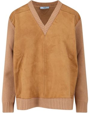 Prada Maglione Scollo A V - Marrone