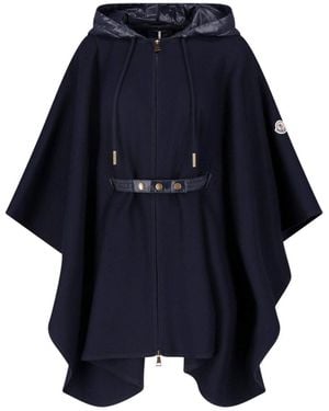 Moncler Wool Blend Cape - Blue
