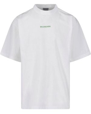 Balenciaga Logo Print Cotton T-Shirt - White