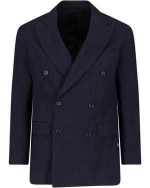 Kaptain Sunshine Double-Breasted Wool Blazer - Blue