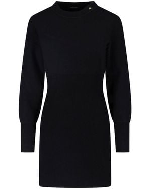 Anine Bing Ribbed Mini Dress With Metallic Logo Detail - Black