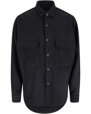 White Sand Wool Blend Shirt - Blue