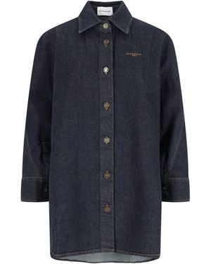 Givenchy Camicia In Denim Logo - Blu