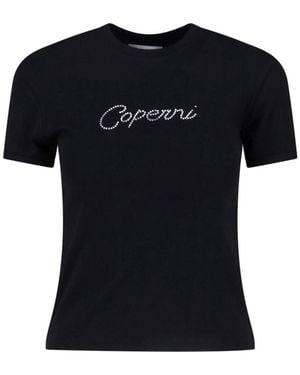 Coperni Organic Cotton Rhinestone Logo T-Shirt - Black
