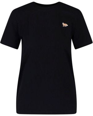 Maison Kitsuné Fox Embroidered Cotton T-Shirt - Black