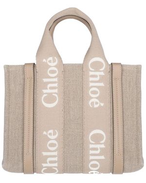 Chloé Borsa Tote Piccola "Woody" - Neutro