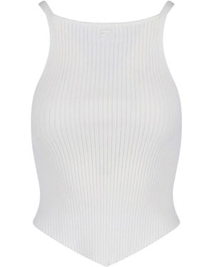 Courreges Ribbed Tank Top With Pointed Hem - White
