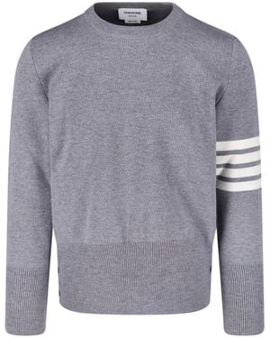 Thom Browne Maglione In Lana Vergine "4 Bar" - Grigio