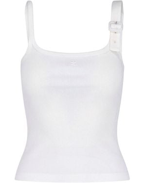 Courreges Fitted Top With Classic Neckline - White