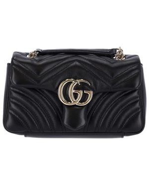 Gucci 'Gg Marmont' Small Shoulder Bag - Black