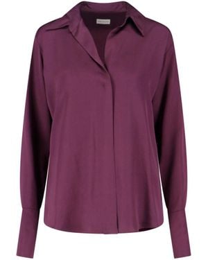 Dries Van Noten Classic V-Neck Viscose Blouse - Purple
