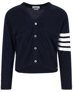 Thom Browne '4-Bar' Crop Cardigan - Blue