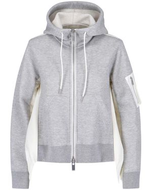 Sacai Dual Zip Fabric Hoodie - Grey