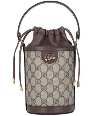 Gucci "Ophidia" Mini Bucket Bag - Natural