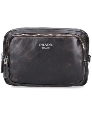 Prada Shoulder Bag Logo - Grey