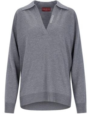 Gucci Logo Polo Shirt - Grey