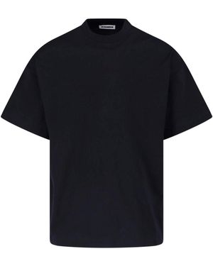 Jil Sander Crewneck Side Logo Cotton T-Shirt - Blue
