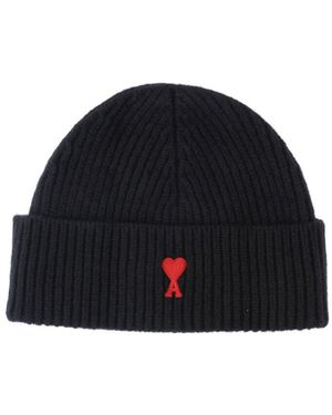 Ami Paris Wool Logo Beanie - Blue